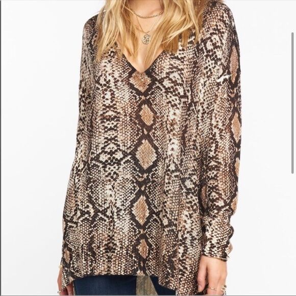 SHOW ME YOUR MUMU | Hug Me Sweater Python Knit Brown Cream Women’s Size Medium - Picture 1 of 12